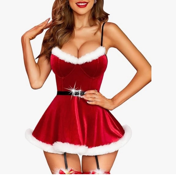 RSLOVE Christmas Lingerie For Women Santa Babydoll - Picture 1 of 3